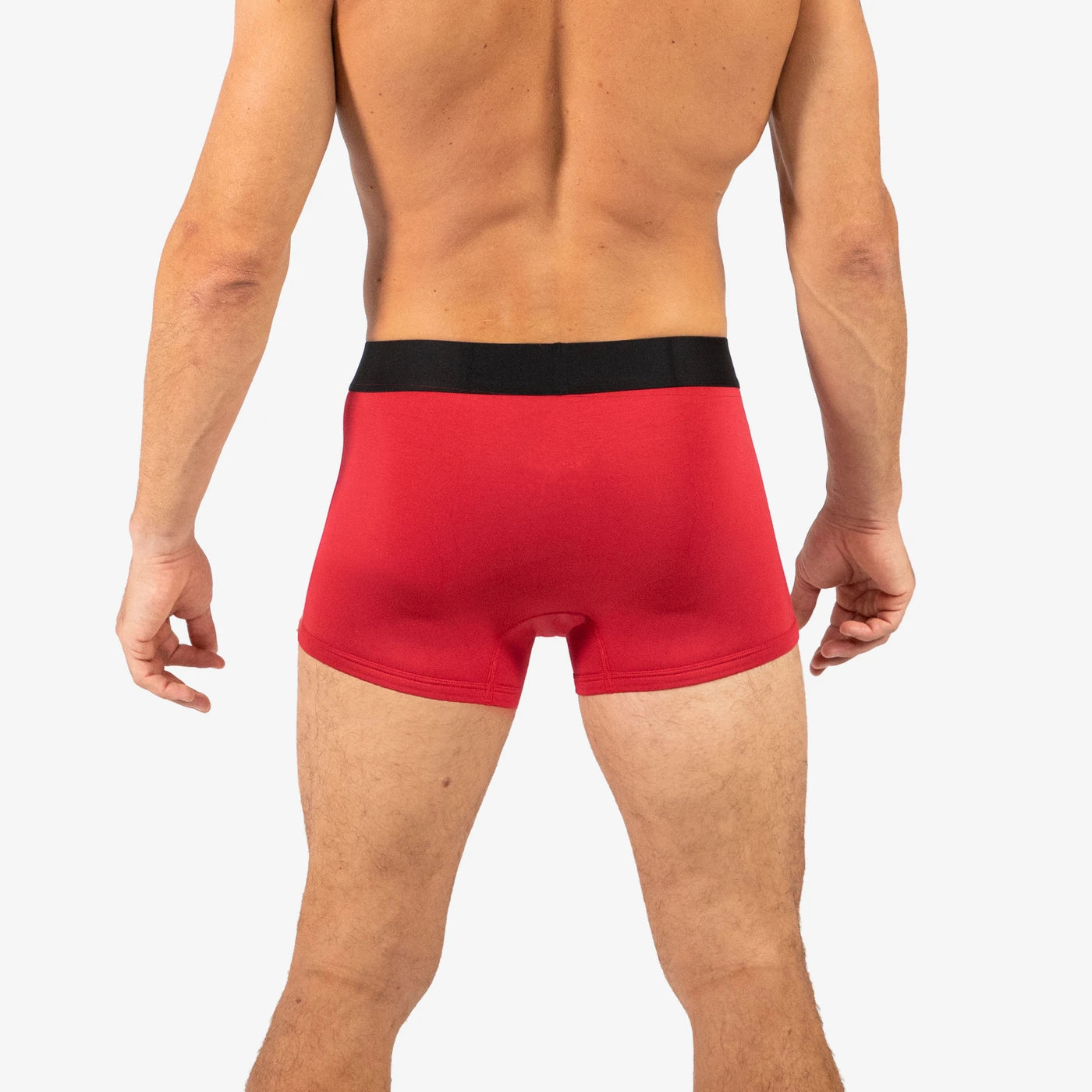 Man wearing Debriefs mens boxer briefs underwear - red rear