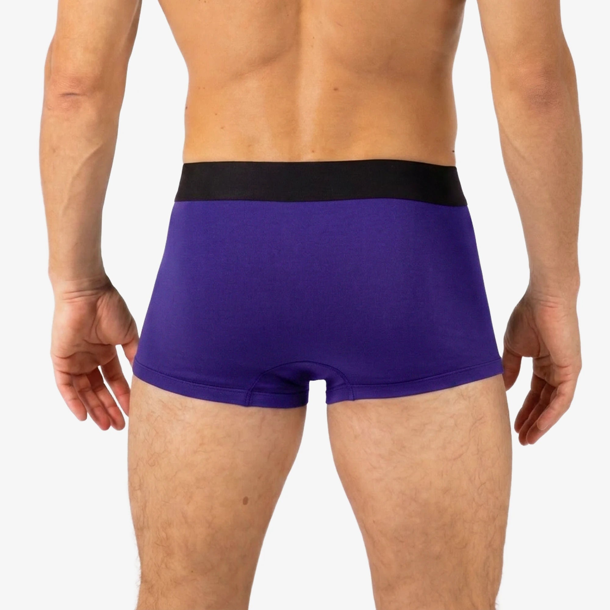 Debriefs deep purple trunks underwear. Rear product photo