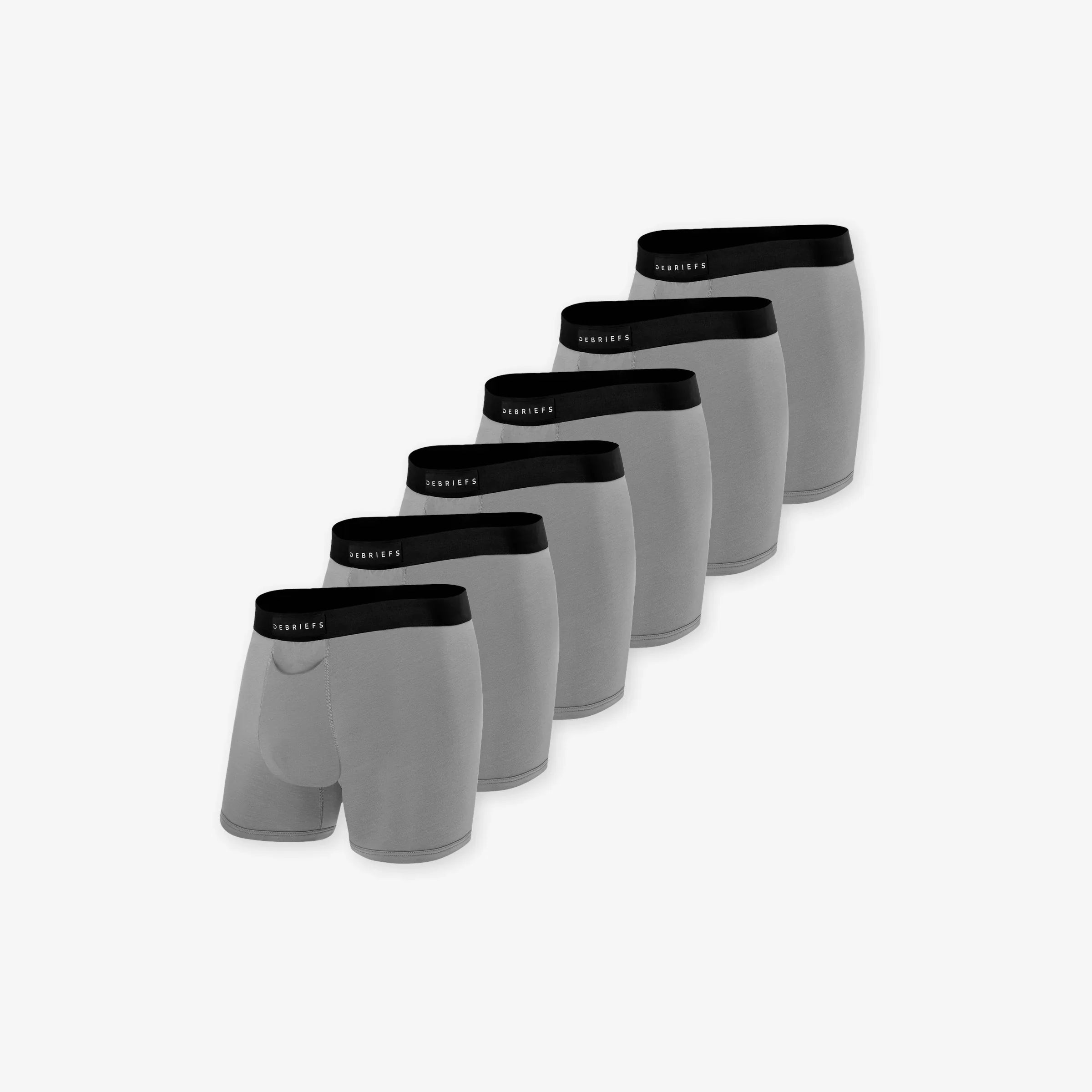 6 pack of men's boxer briefs underwear in grey