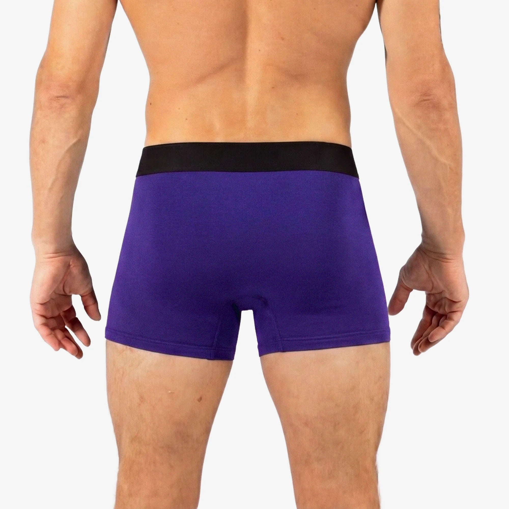 Debriefs deep purple boxer briefs underwear. Rear product photo