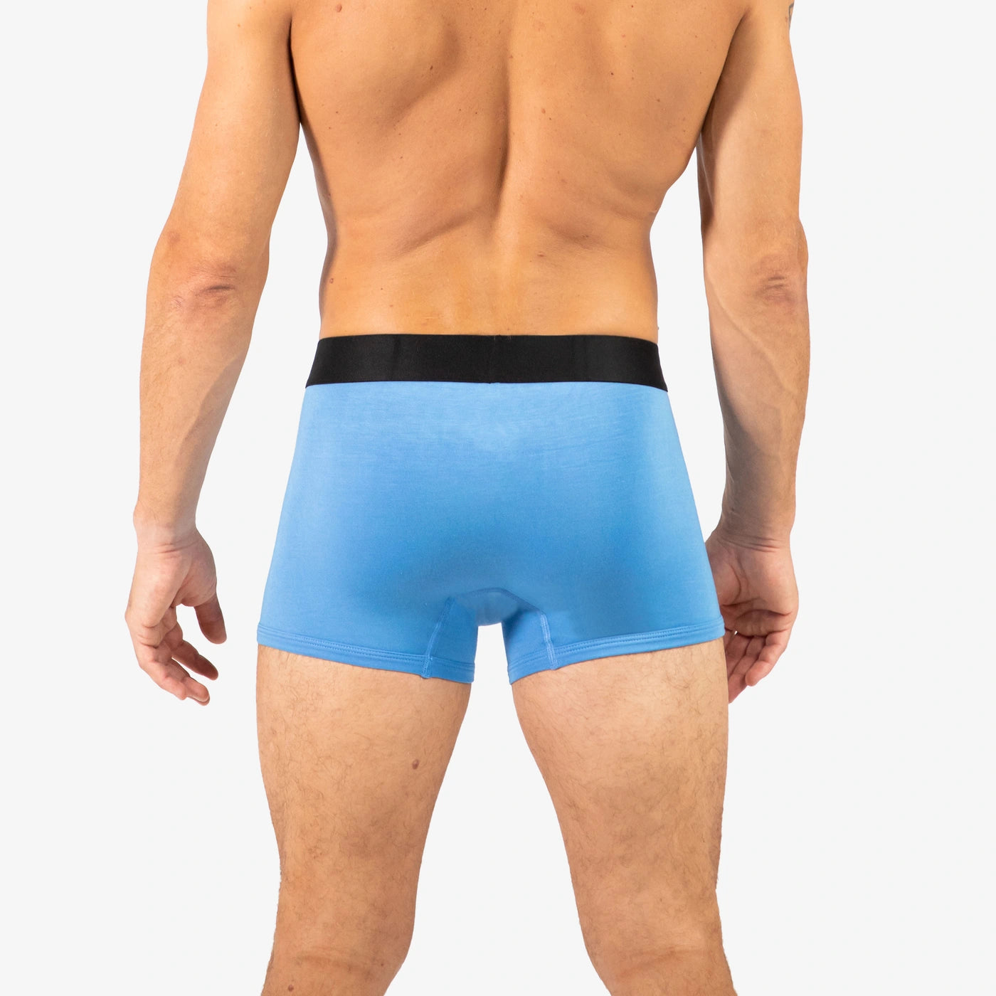 Man wearing Debriefs mens boxer briefs underwear - blue rear