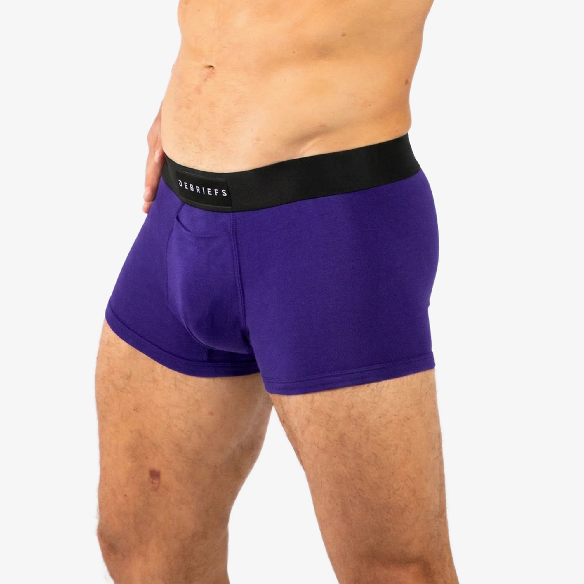 Debriefs deep purple trunks underwear. Side product photo